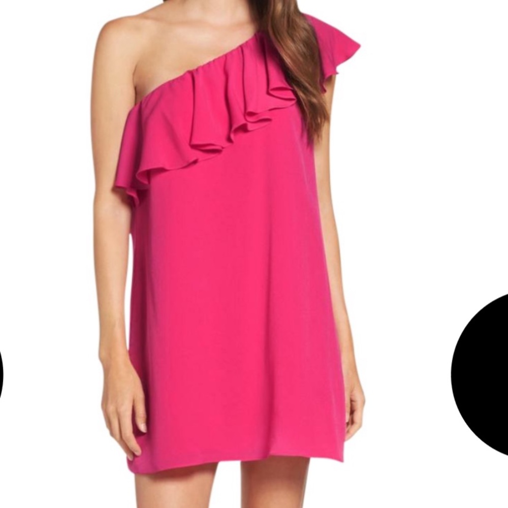 French Connection pink one shoulder dress